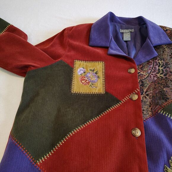 Koret Womens Patchwork Jacket Floral Embroidered Button Granny Tapestry 16W - Picture 3 of 8